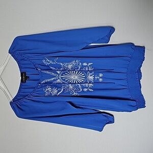 Lane Bryant Vibrant Royal Blue Banded 14/16 embroidered top